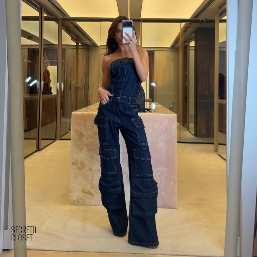 Macacão Jeans Dewi Azul Escuro