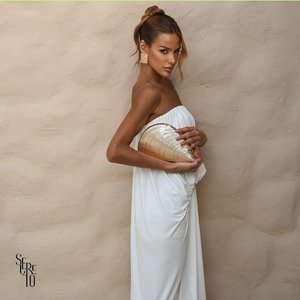 Vestido Longo Blusê Drapeado Hellena Branco