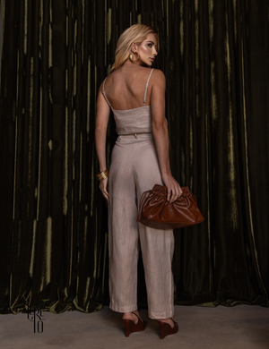 Calça Cargo Linho Katarina Areia