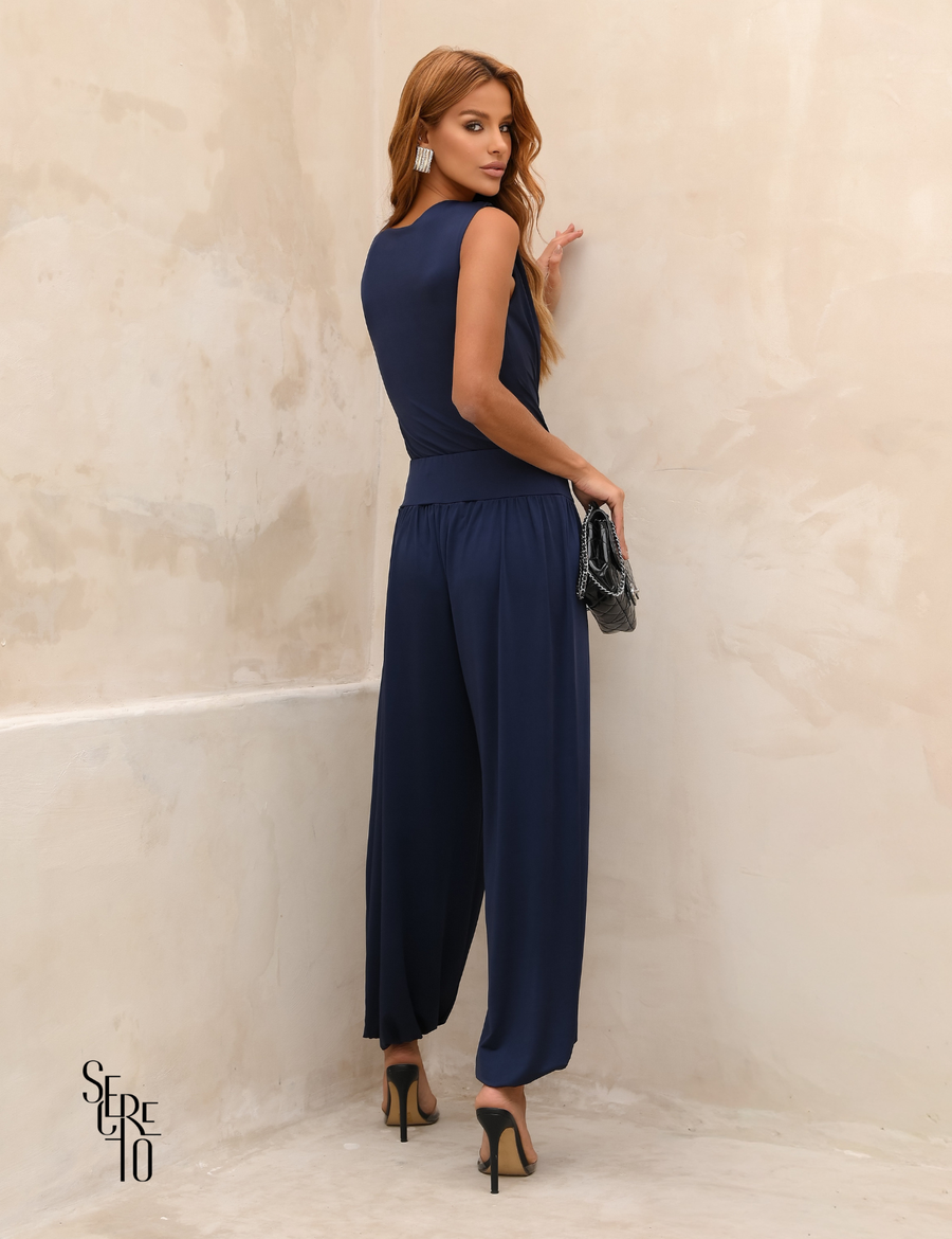 Conjunto Body e Calça Eliane Azul Marinho