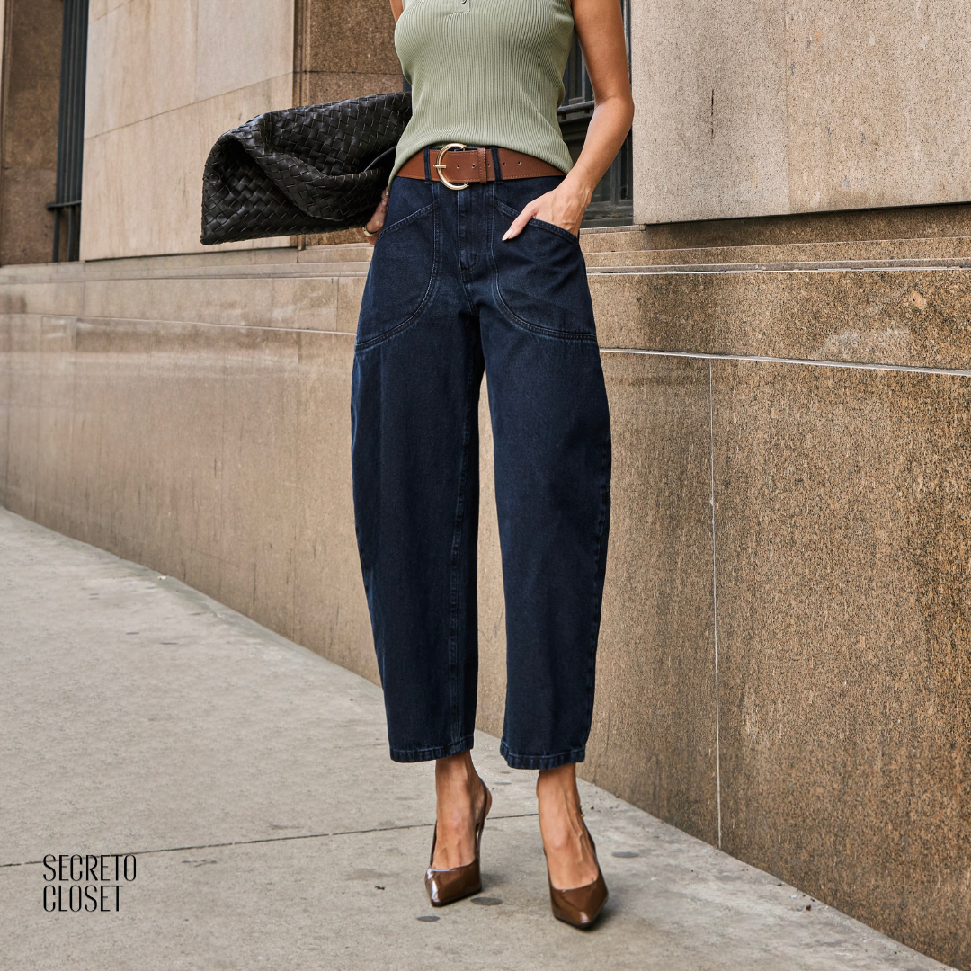 Calça Jeans Barrel Helena Escuro
