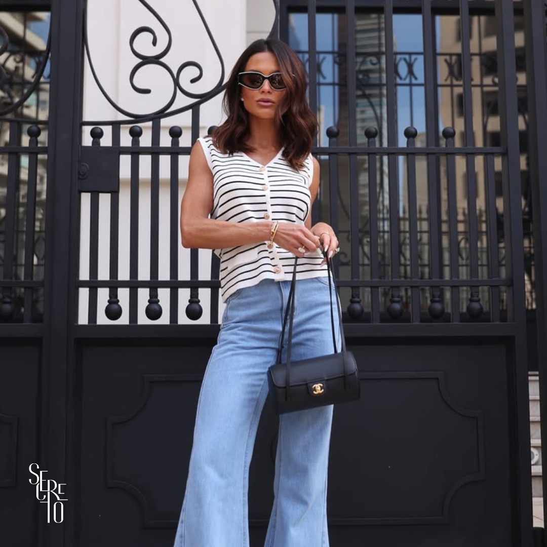 Calça Jeans Flare Livia Azul Claro