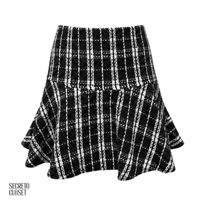 Saia Curta Tweed Mia Preto